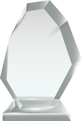Fototapeta na wymiar Transparent Blank Crystal Glass Trophy Award template