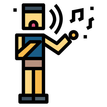 singing person icon with musical notes clip art preview