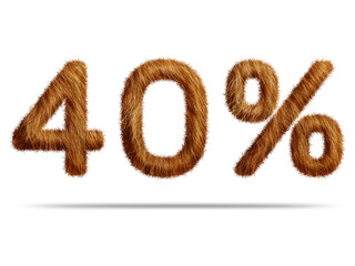 40 percent with brown fur texture for special offer discount sale concept