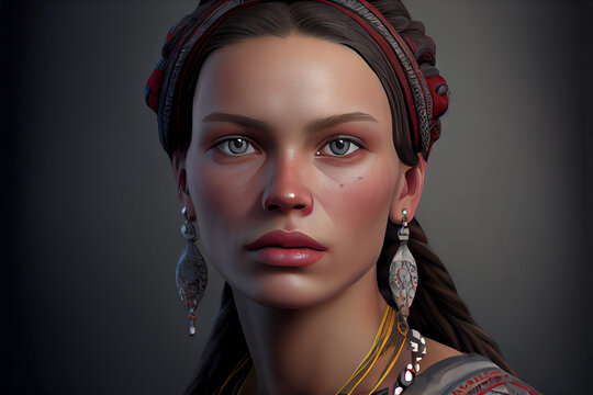 Beautiful tribe woman, portrait, generative ai