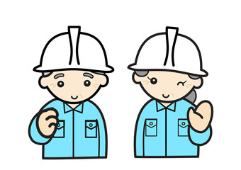 工場作業員のおじいさんとおばあさん