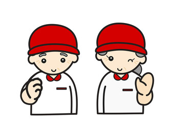 ファストフード店員のおじいさんとおばあさん