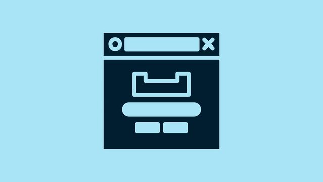Blue Browser window icon isolated on blue background. 4K Video motion graphic animation