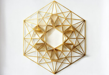 Golden hexagon geometric abstract background. Generative AI