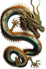 Chinese dragon on white background, Made by AI,Artificial intelligence