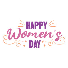 Happy women's day lettering with swirls and stars