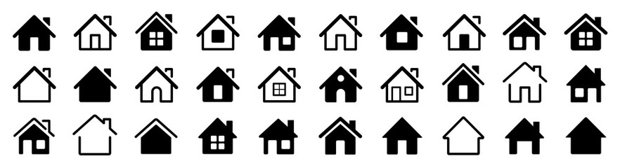 Home icon set. Web home icon for apps and websites, House icon, Home sign. Main page icon. Vector illustration