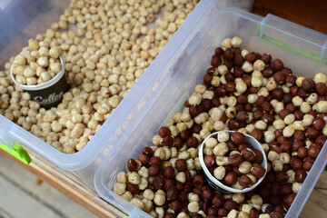 Nuts. Lots of hazelnuts in the store