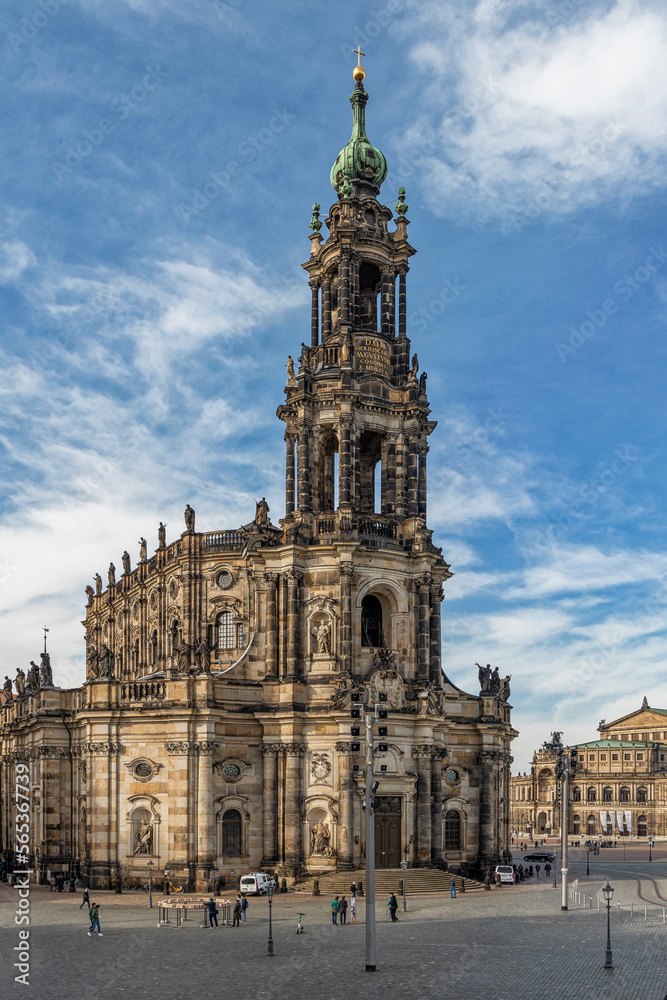 Wall mural Dresden, Germany - October 21st, 2022: Beautiful historic architecture in the center of Dresden, nice and warm autumn day in the middle of October - Wall murals