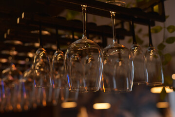 Clean glasses at the bar