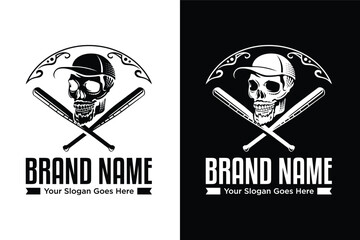 skull hat baseball illustration logo