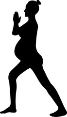 silhouette art of yoga poses prenatal pilates gym boll for pregnant women,vector illustration