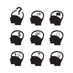 Thinking Heads Icons Vector Symbol