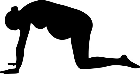 silhouette art of yoga poses prenatal pilates gym boll for pregnant women,vector illustration