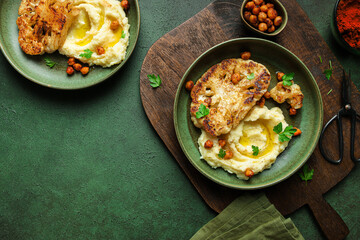 Tasty vegan dish decorated with fresh parsley
