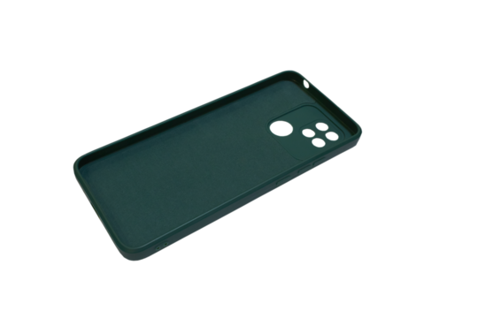 smartphone case on a white background,a protective case for a smartphone with holes for several cameras and a scanner