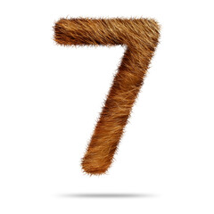 Number 7 design with realistic fur texture