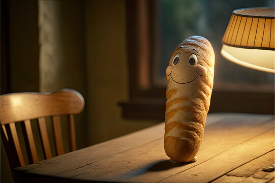 Baguette On The Table, Cartoon Generative Ai