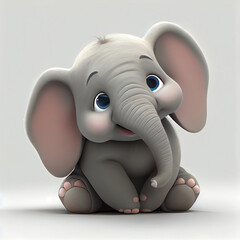 Cute Elephant created with Generative AI technology + 3d Character