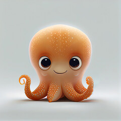 Cute Octopus created with Generative AI technology + 3d Character 