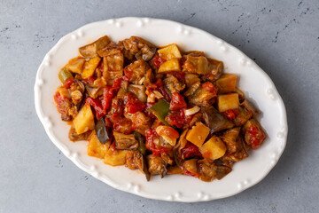 Traditional Turkish food; eggplant meze (Turkish name; saksuka)