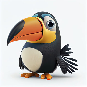 Cute Toucan created with Generative AI technology + 3d Character 