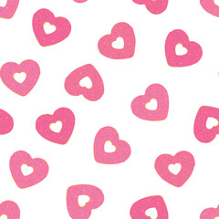 Seamless pattern Donuts hearts Valentines vector illustration