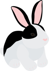 Cute black and white rabbit vector illustration