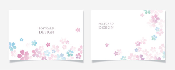 桜の花びらをモチーフにしたポストカードデザインG - obrazy, fototapety, plakaty