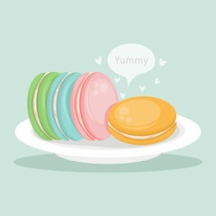 French colorful macaroons. Set of different color maracoon.