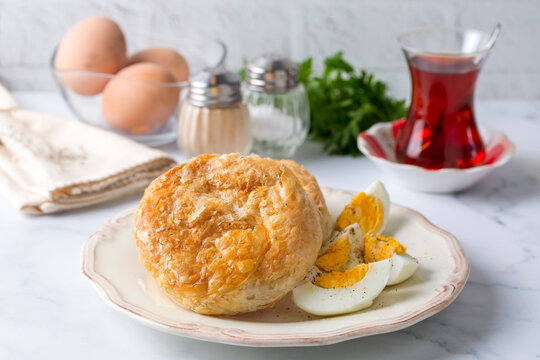 Turkish Traditional Bakery Bagel (Boyoz) and boiled egg