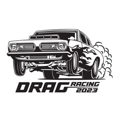 Drag racing car vector illustration, perfect for t shirt design and race competition logo design
