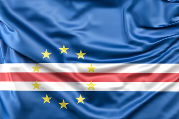 Ruffled Flag of Cape Verde. 3D Rendering
