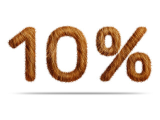 10 percent with brown fur texture for special offer discount sale concept