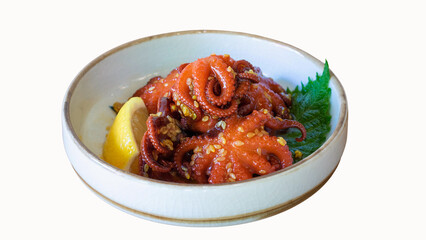Tako, octopus on white plate