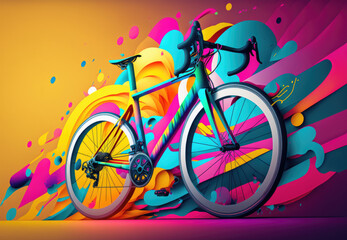 Fototapeta na wymiar graphic of colorful racing bike created with Generative AI technology