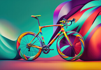 Fototapeta premium graphic of colorful racing bike created with Generative AI technology