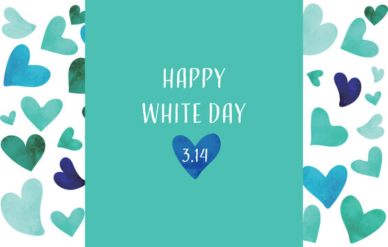 水彩風　ハートで飾ったホワイトデーロゴ