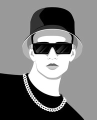 1349_Young male rapper wearing chain around his neck