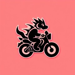 Salamander riding a motorcycle sticker, made with Generative AI
