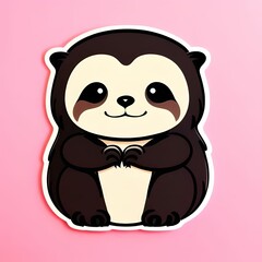 Obraz premium Cute sloth sticker, made with Generative AI