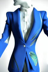 Retro futuristic suit for men. Concept art for fashion design. Generative AI