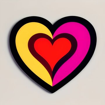 Colorful Double Heart Sticker, made with generative AI
