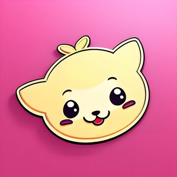 Cute Cartoon Cat Face Sticker, made with generative AI