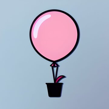 Pink Balloon Sticker, made with generative AI