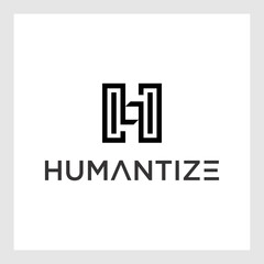 Creative unique stylish symbolic artistic black and white color HH H initial based letter icon logo