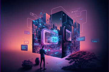 Metaverse technology and augmented reality background