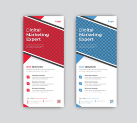 Vector digital marketing modern rack card and dl flyer or roll up banner.