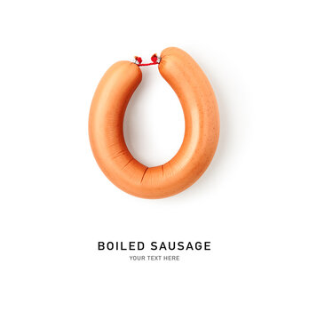 Boiled sausage isolated on white background