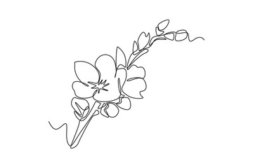 Continuous one line drawing Cherry tree spring flower. Cherry blossom concept. Single line draw design vector graphic illustration.